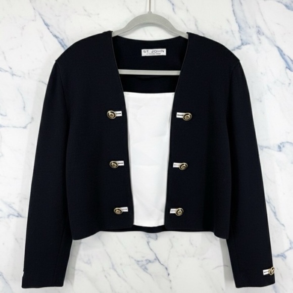 St. John Jackets & Blazers - St. John Black Women's Jacket Gold accent 14 EUC
